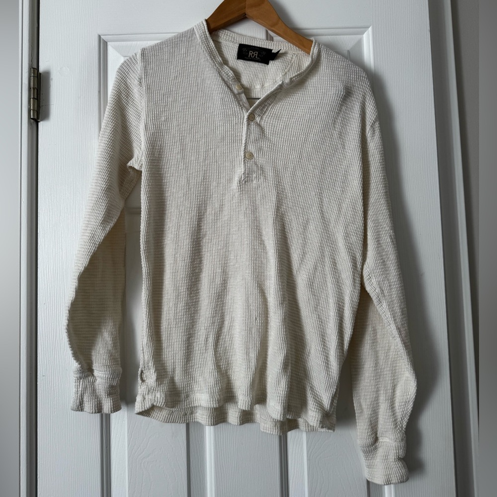 Ralph Lauren Double RL Cream Long Sleeve Henley